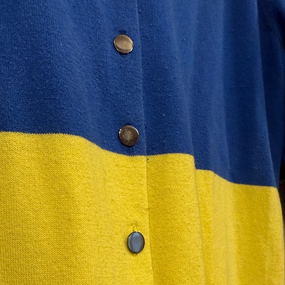 Banana Republic Blue and Yellow Block Print Cardigan - Picture 3 of 5